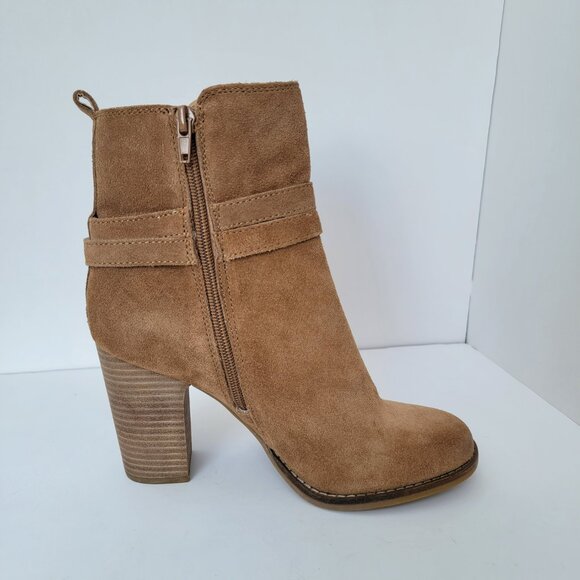 Lucky Brand Women's Suede Latonya Zip up buckle detail Heel Ankle Boots Size 8.5 - Picture 7 of 12